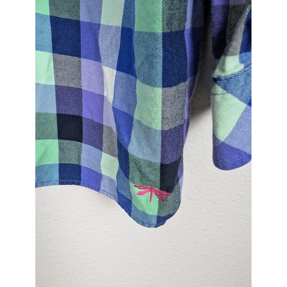 Talbots Green Purple Plaid Button Down Shirt Womens Large - Picture 5 of 7